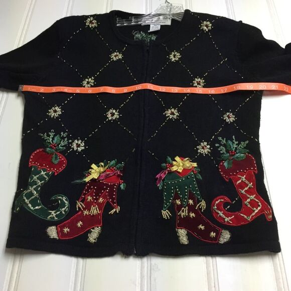 Vintage Heirloom Collectibles 2004 Sweater Cardigan MP Holiday Christmas Ugly - Picture 6 of 8